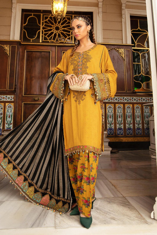 DL - 909 - Mustard | Maria B | Unstitched Linen Collection 2021
