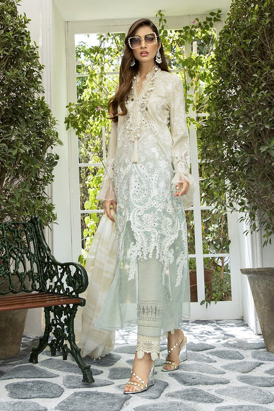 EL-20-01-Aqua Blue and Coffee | Maria.B. | Eid Lawn Collection 2020