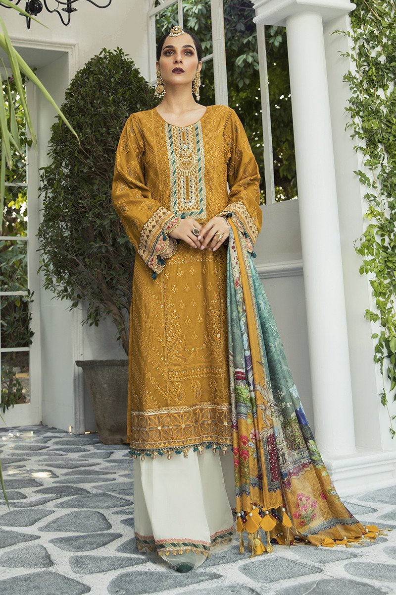 EL-20-04-Mustard and Teal | Maria.B. | Eid Lawn Collection 2020