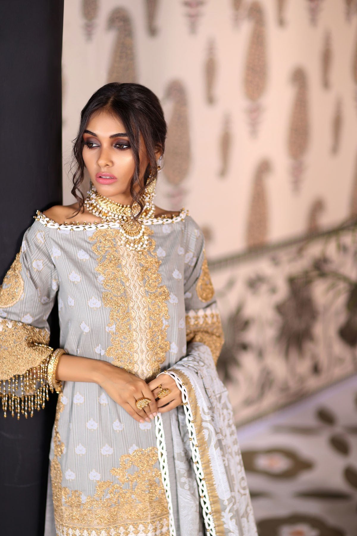 2 Piece Embroidered Suit with Broshia Dupatta [Alkaram Festive Vol. 2]