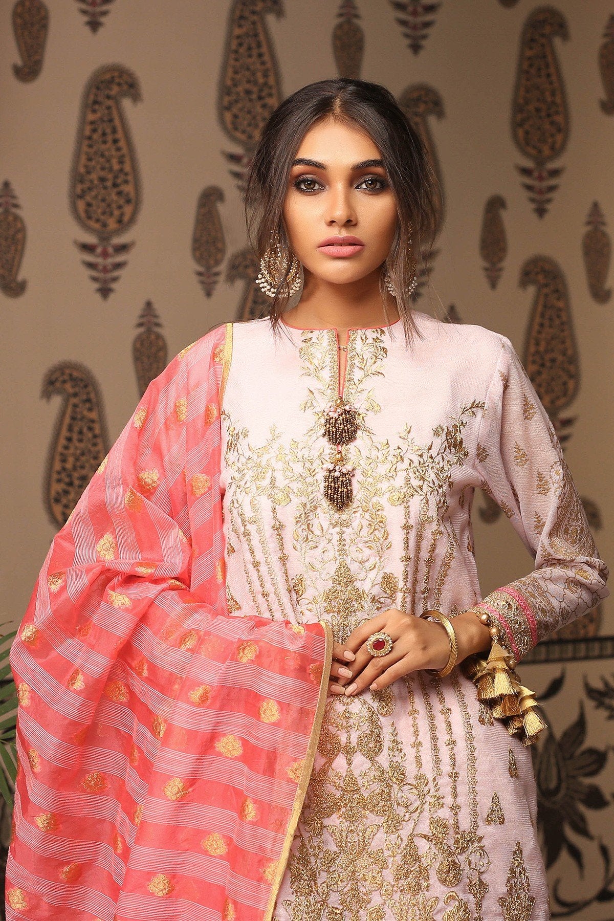 3 Piece Embroidered Suit with Jacquard Dupatta [Alkaram Festive Vol. 2]