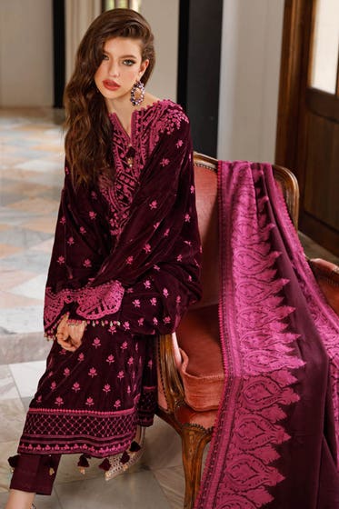3PC Unstitched Velvet Suit WV-22005 | Gulahmed | Winter Collection 2022