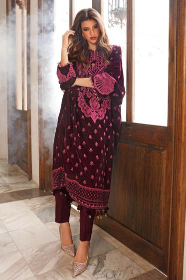 3PC Unstitched Velvet Suit WV-22005 | Gulahmed | Winter Collection 2022