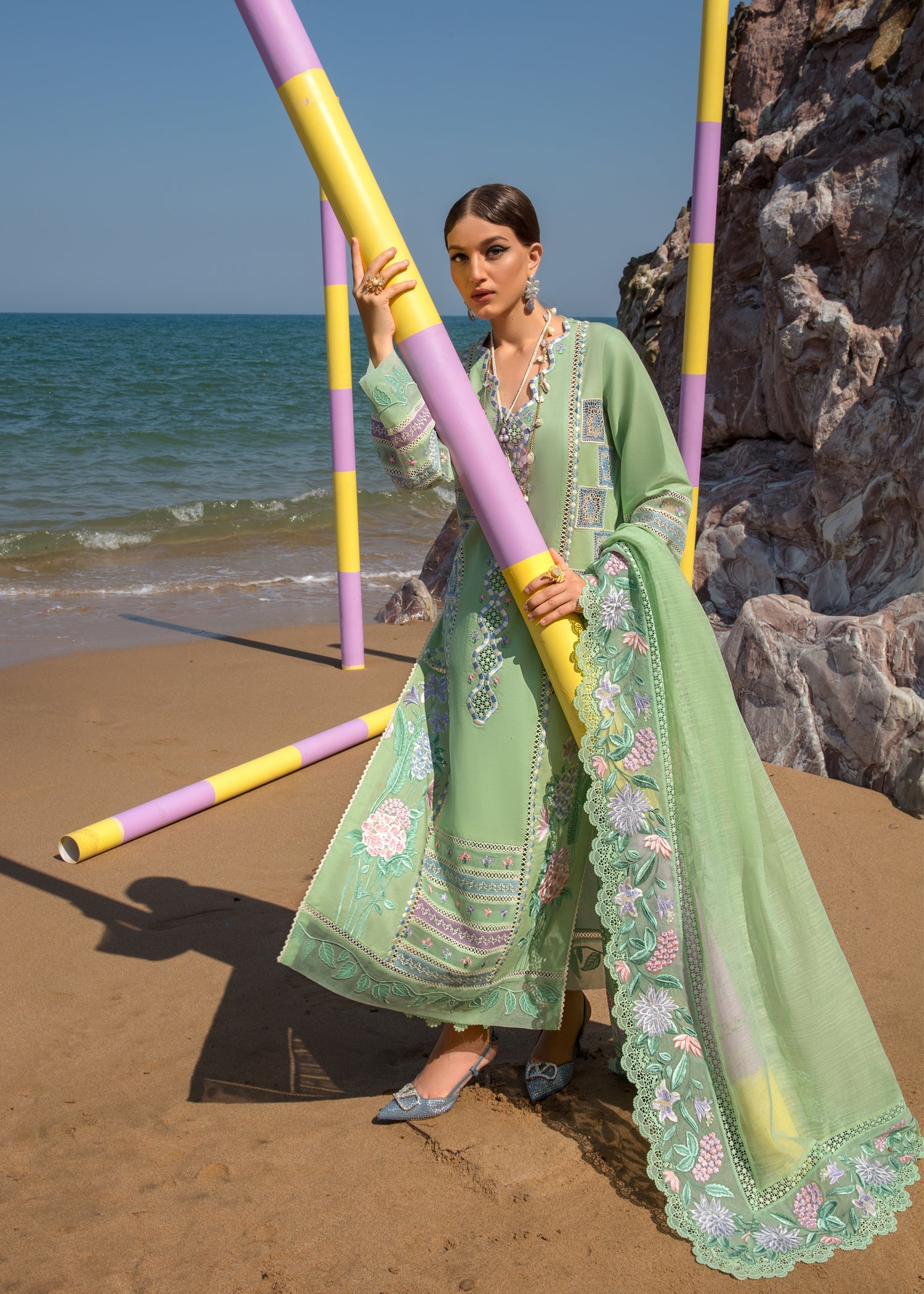 Bohemian Summer - Mint | Crimson | Luxury Lawn 2023