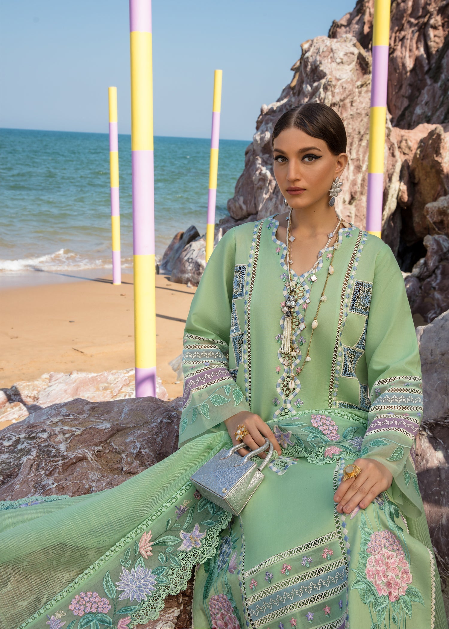 Bohemian Summer - Mint | Crimson | Luxury Lawn 2023