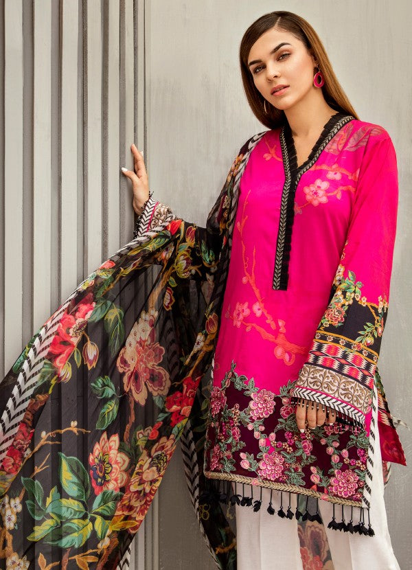 IFL - 11 Fuchsia Rose (3Pc) [Iznik Festive Lawn Collection'19]