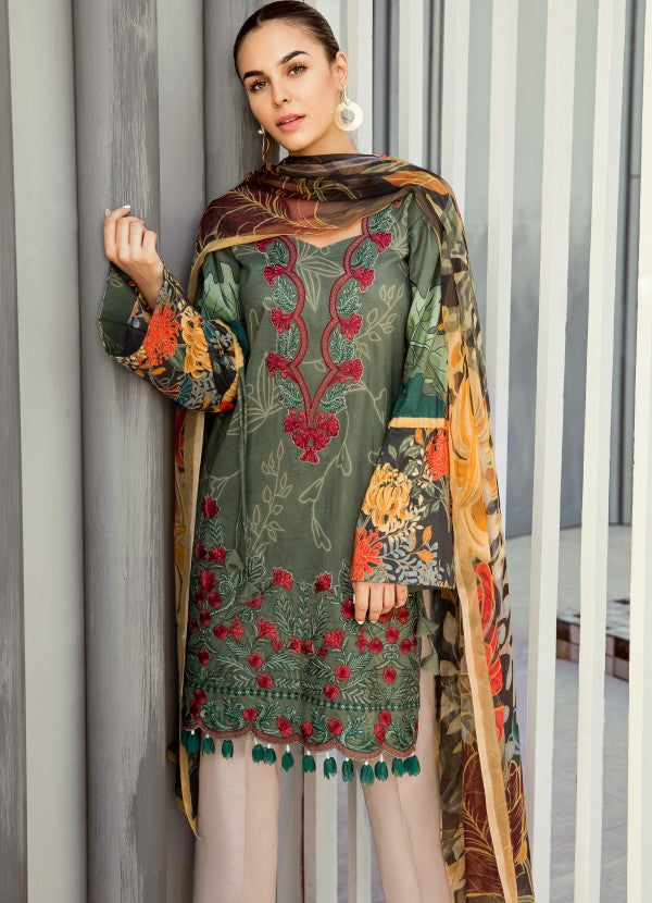 IFL-12 Olivine (3Pc) [Iznik Festive Lawn Collection'19]