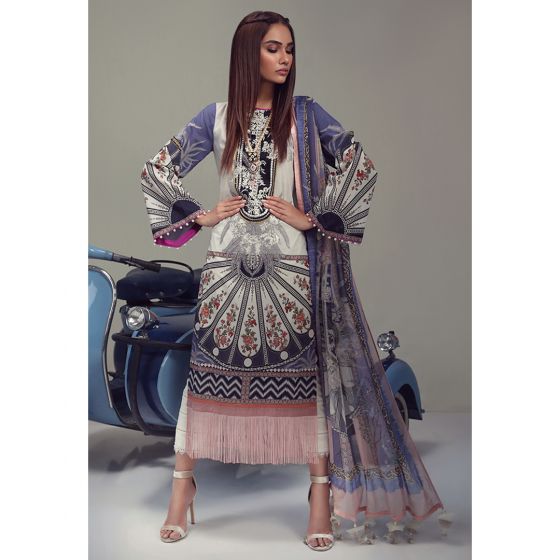 Muzlin 1A - Chevron Melody (3 Piece Lawn) by Sana Safinaz