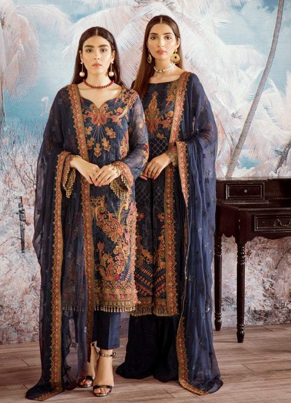 02 Sapphire Blue (3PC) [Iznik - Opulent Chiffon Collection]