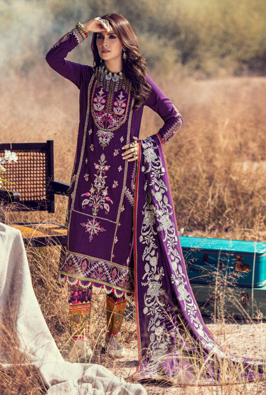 D7- Royal-Purple | Noor by Saadia Asad | Embroidered Shawl'20