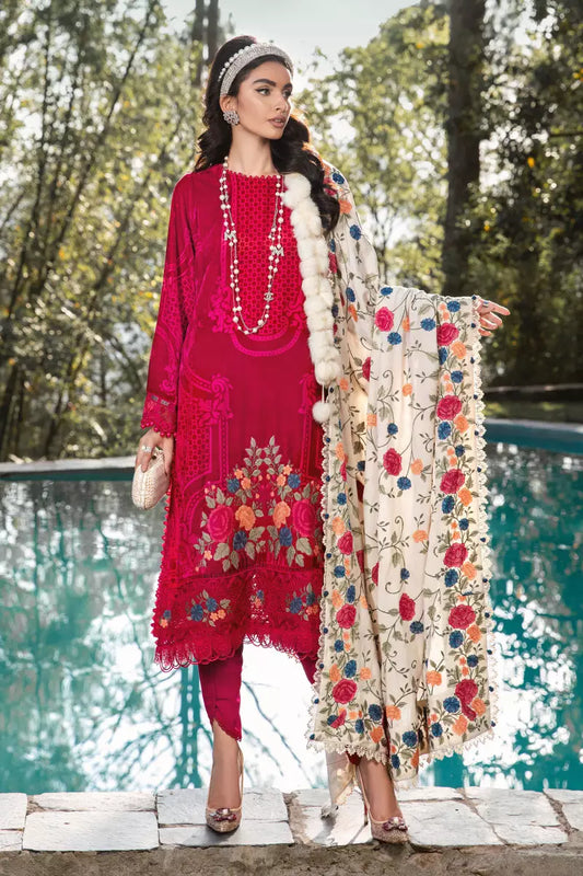 DL-1010-FUSCHIA PINK | Maria B | Linen Winter Unstitched Collection 2022