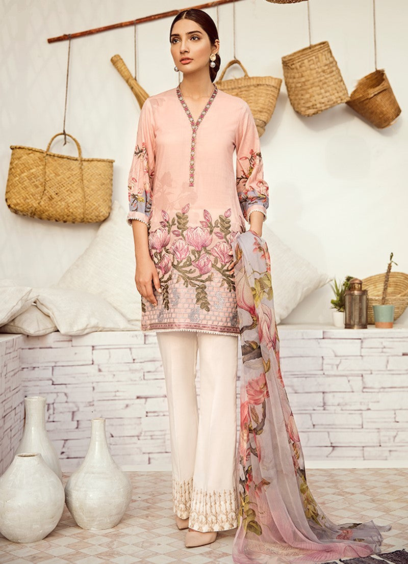 ICL -12 Misty Rose (3PC) [Iznik Chinon Lawn Vol 3]