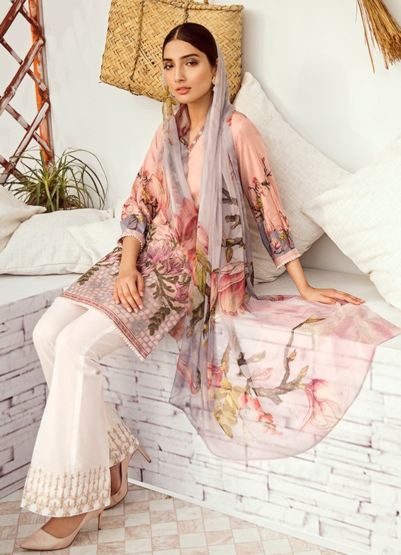 ICL -12 Misty Rose (3PC) [Iznik Chinon Lawn Vol 3]