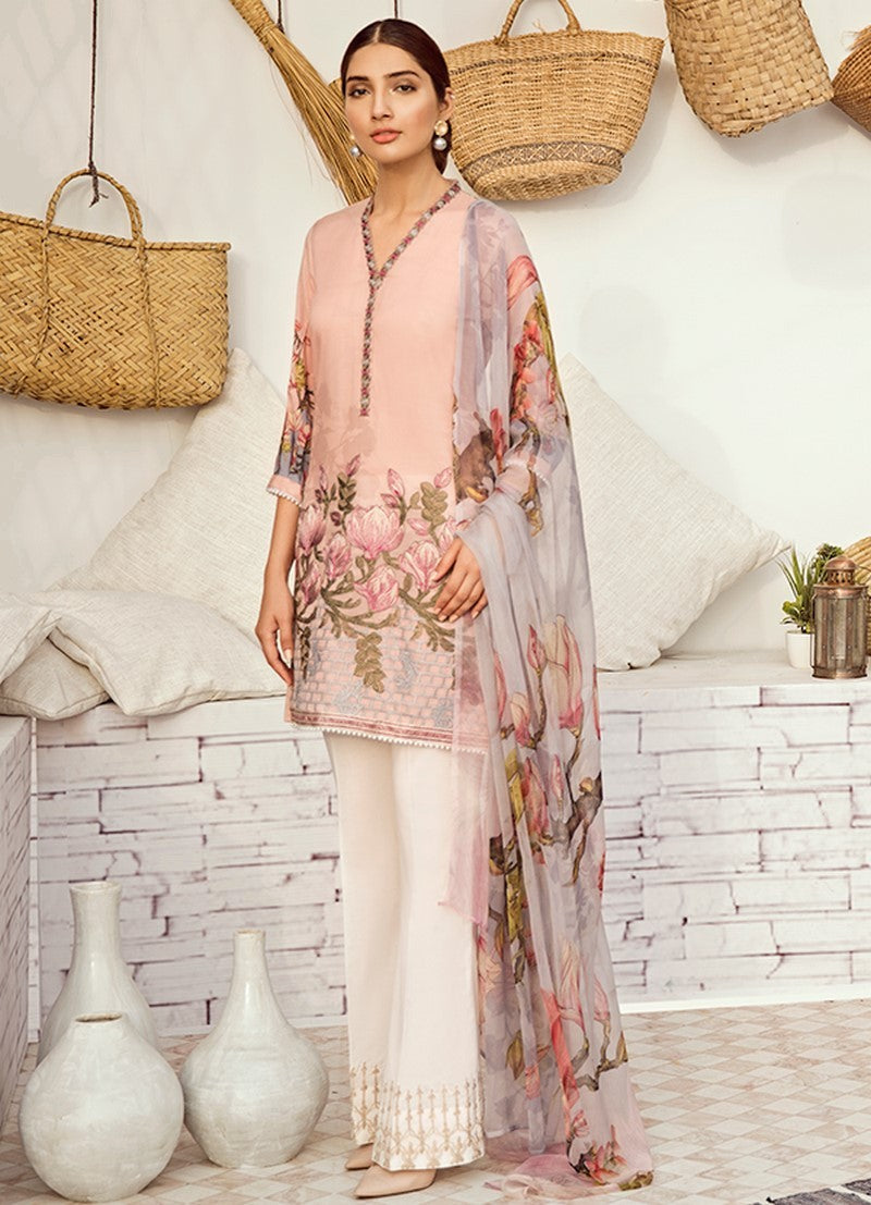 ICL -12 Misty Rose (3PC) [Iznik Chinon Lawn Vol 3]